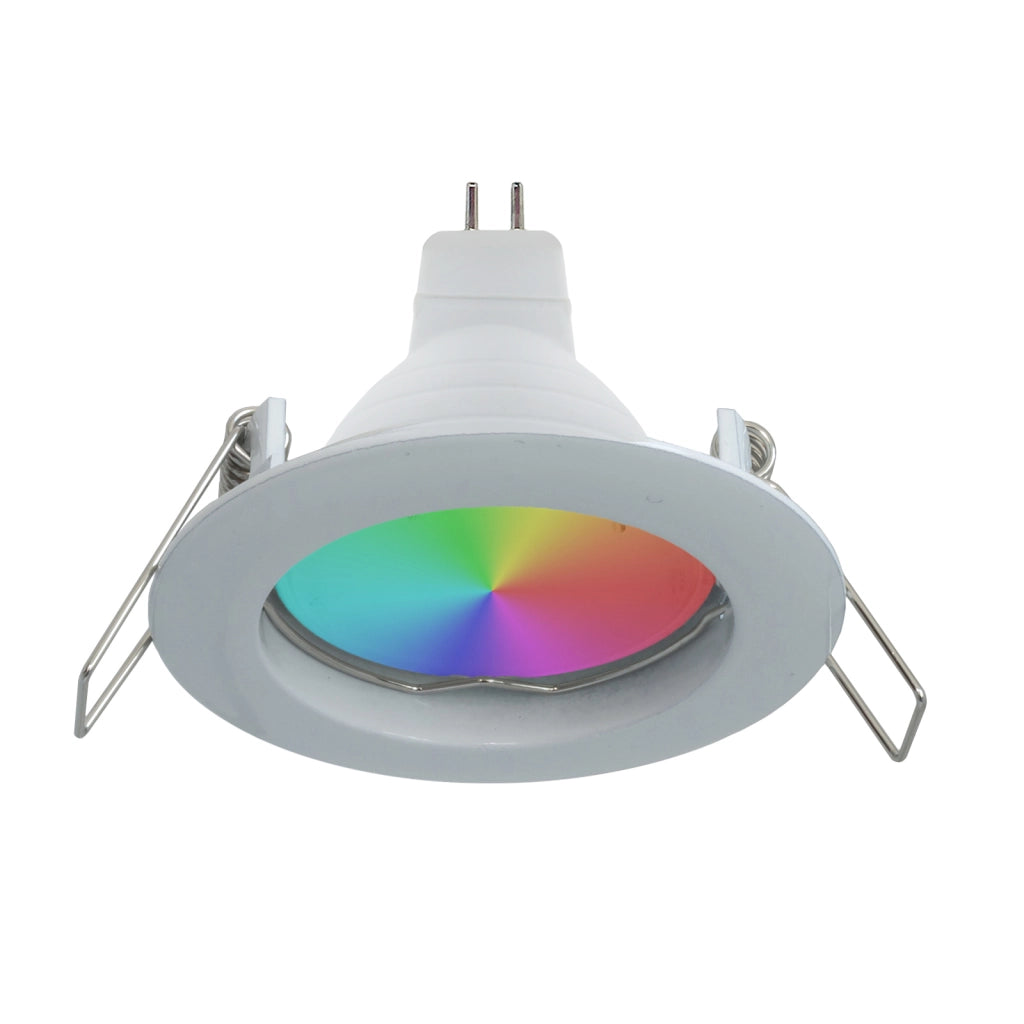 Faretto LED RGB 6W multicolore 12V incasso 6cm tondo bianco silver RGBW effetti luce colorata BIANCO-LUCE RGBW 3000K