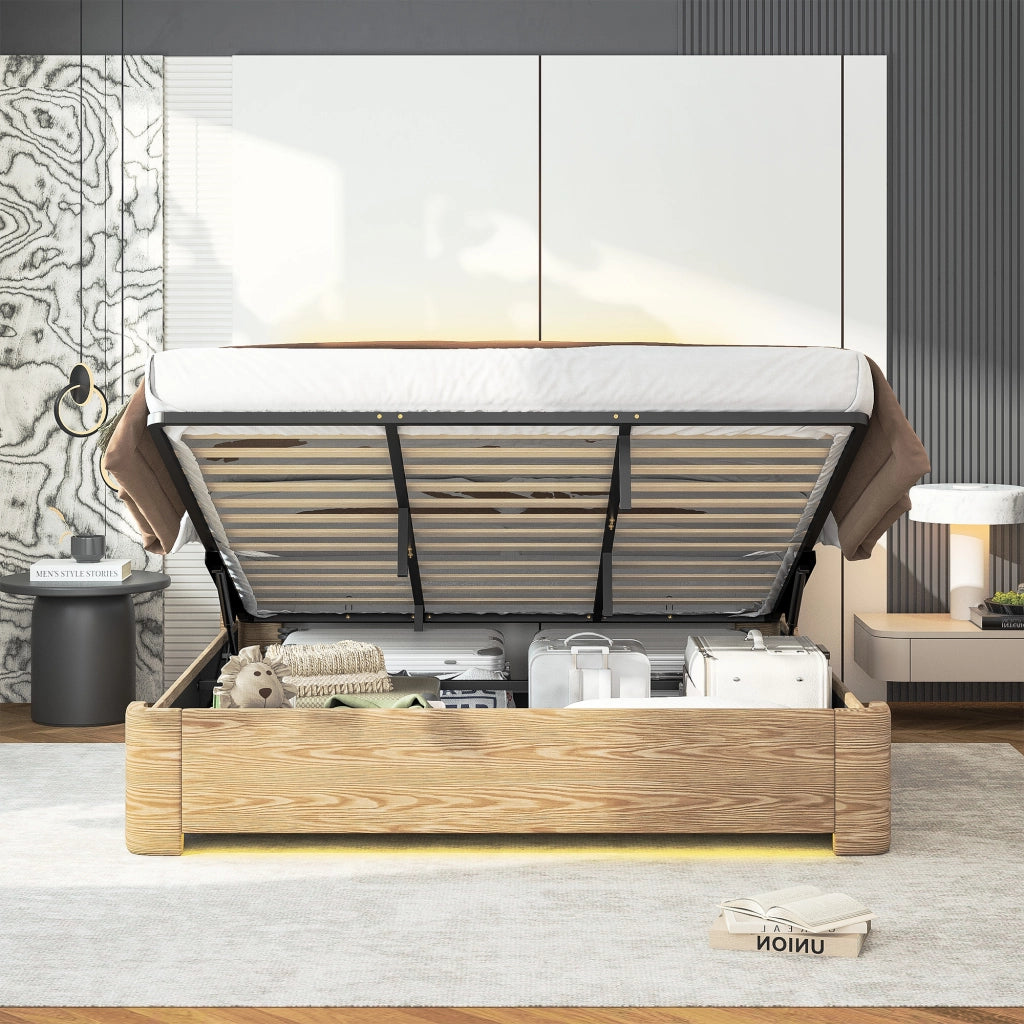 letto con meccanismo idraulico velluto beige 160 x 200 cm