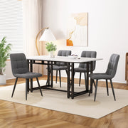 Set Tavolo da Pranzo 120x70 cm con 4 Sedie in Velluto Grigio Scuro e Gambe in Ferro Nero