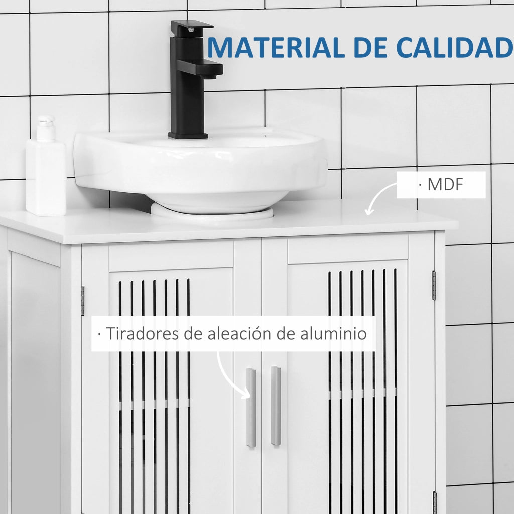 Mobile Sottolavabo Bagno con 2 Ante ¨C Minimal ¨C Legno Bianco 60x30x60 cm