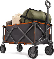 Carrello pieghevole per esterno - con rivestimento rimovibile in tessuto - campeggio festival picnic - supporta max. 100 kg - trailer trasportabile (arancione)