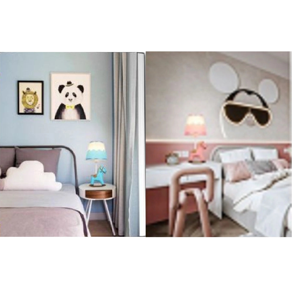 Trade Shop - Lampada Da Comodino Scrivania Cameretta Bimba Bimbo Cavallo A Dondolo E27 D09 -