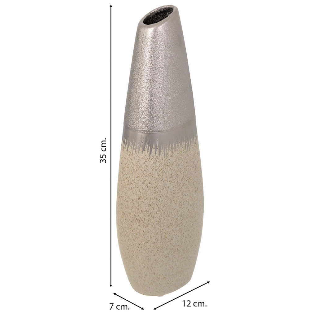 Vaso in ceramica argento 12x7x35h
