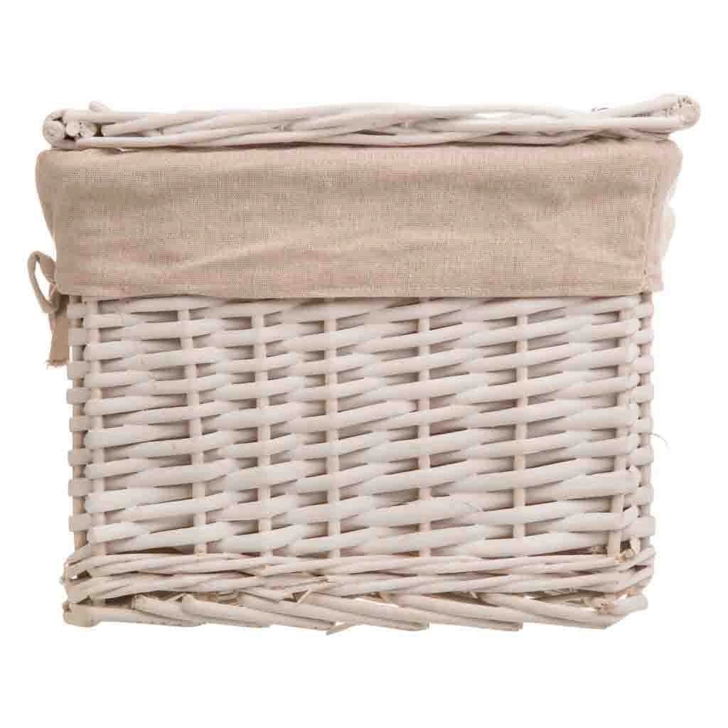 Set di 3 bauli in vimini bianchi foderati