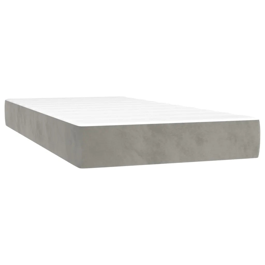 Letto a Molle con Materasso e LED Grigio Chiaro 90x200 cm Velluto