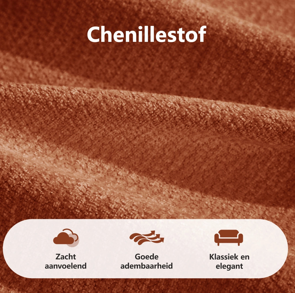 Divano modulare ad angolo a 3 posti in tessuto Chenille arancione con imbottitura in schiuma ad alta densità 32D, incluso pouf, senza montaggio