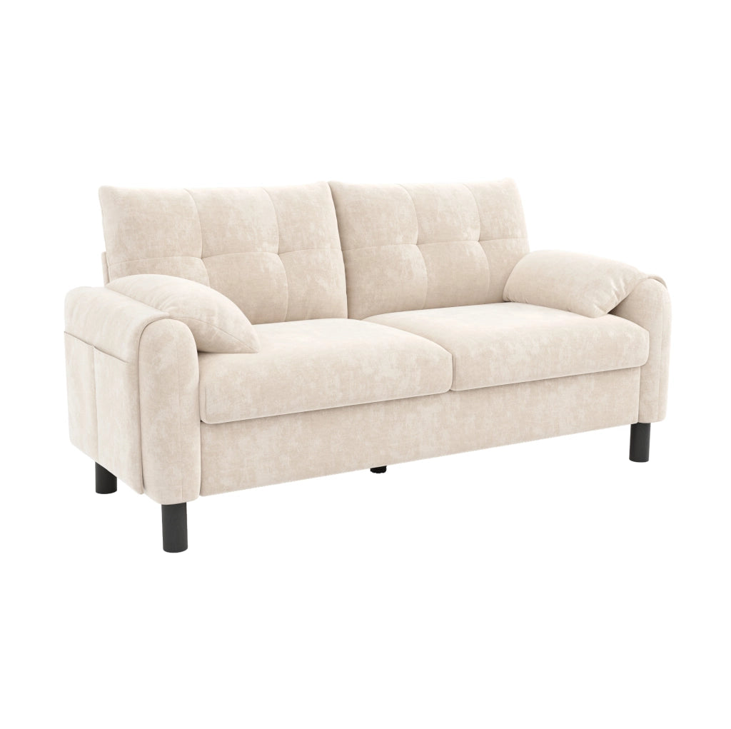 Divano modulare a 2 posti in tessuto chenille; 158 x 80 x 88;5 cm; beige