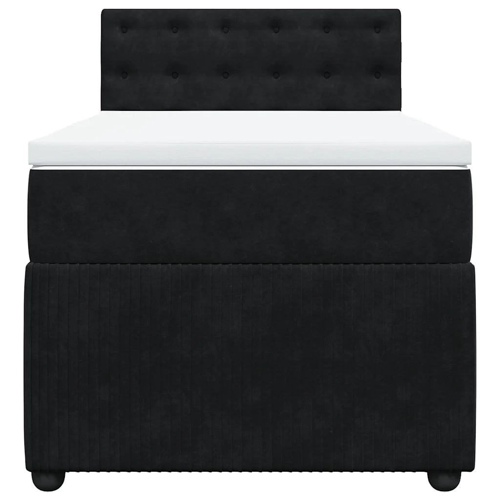 Giroletto a Molle con Materasso Nero 90x200 cm in Velluto