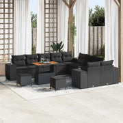 Set Divano da Giardino con cuscino 13 pcs Nero polyrattan 3362064