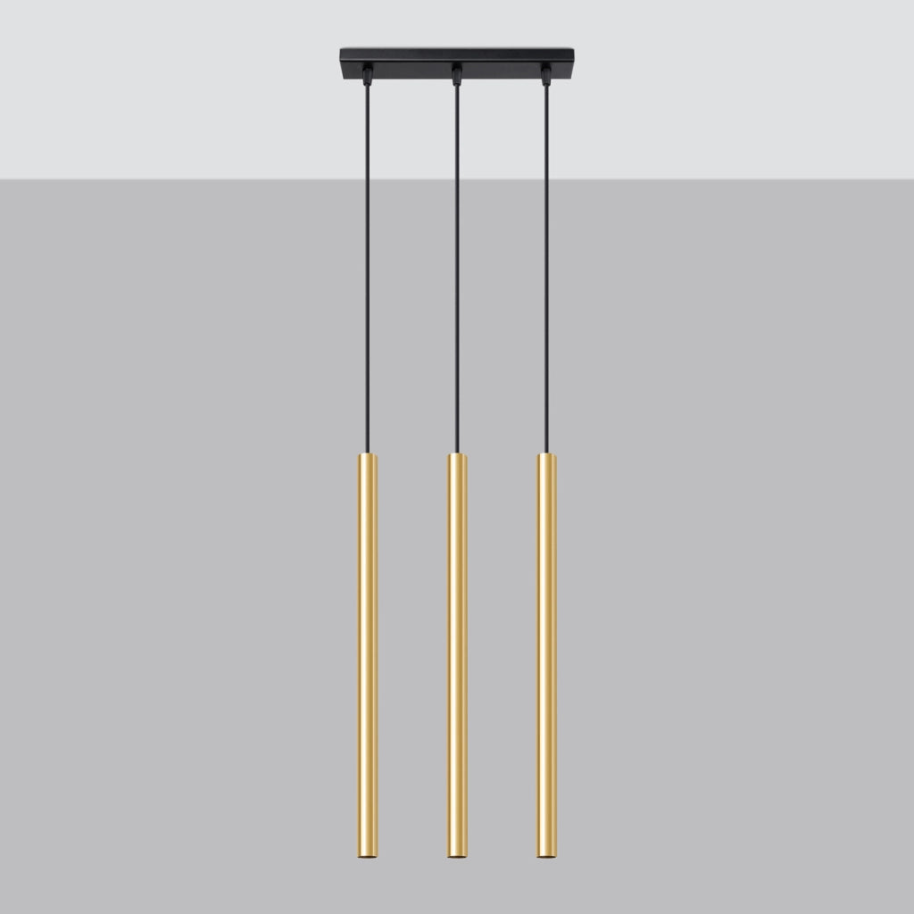 Lampada da soffitto moderna in acciaio a 3 luci color verde oceano PATELO, oro lucido