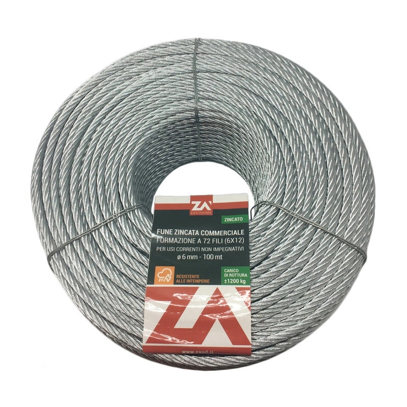 FUNE ACCIAIO COMMERCIALE 42F D  3 MM**- FUNI 90- 100,0 metri