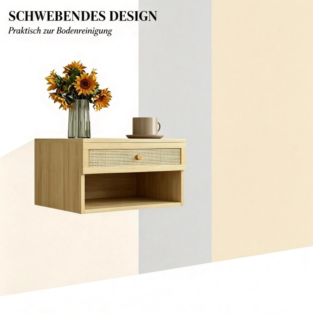 COMODINO Sospeso Set da 2 pezzi 40x34x23 cm Naturale