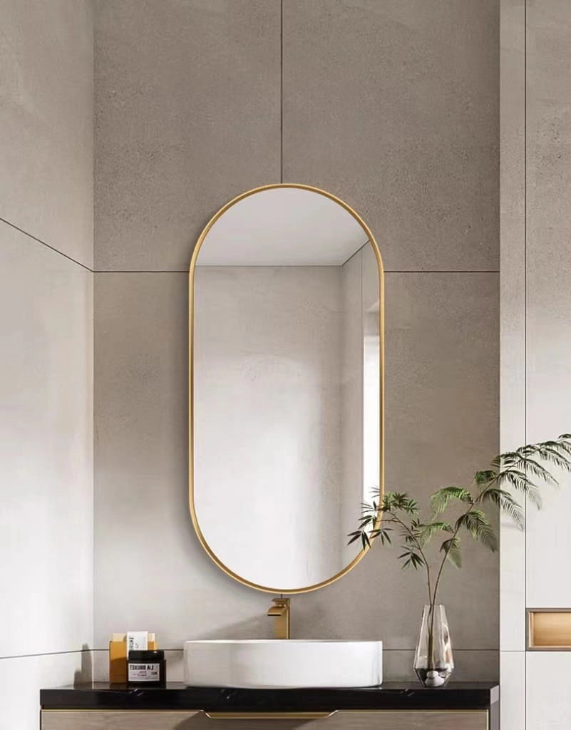 SPECCHIO OVALE Valora 80x40cm Cornice Oro Stile Loft