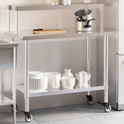 Tavolo Lavoro Cucina con Ripiano-Piano di Lavoro Cucina 110x55x120 cm Acciaio Inox 877679