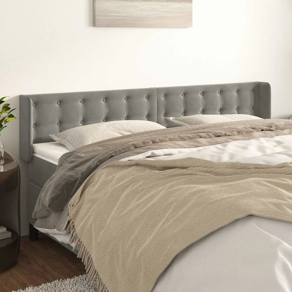 Testiera | Testata ad Orecchio Grigio Chiaro 183x16x78/88 cm in Velluto