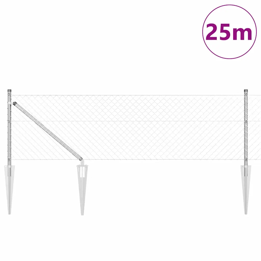 Palo della recinzione | Pannello per recinzione Argento 25 x 0,4 m (rete 40 x 40 mm)