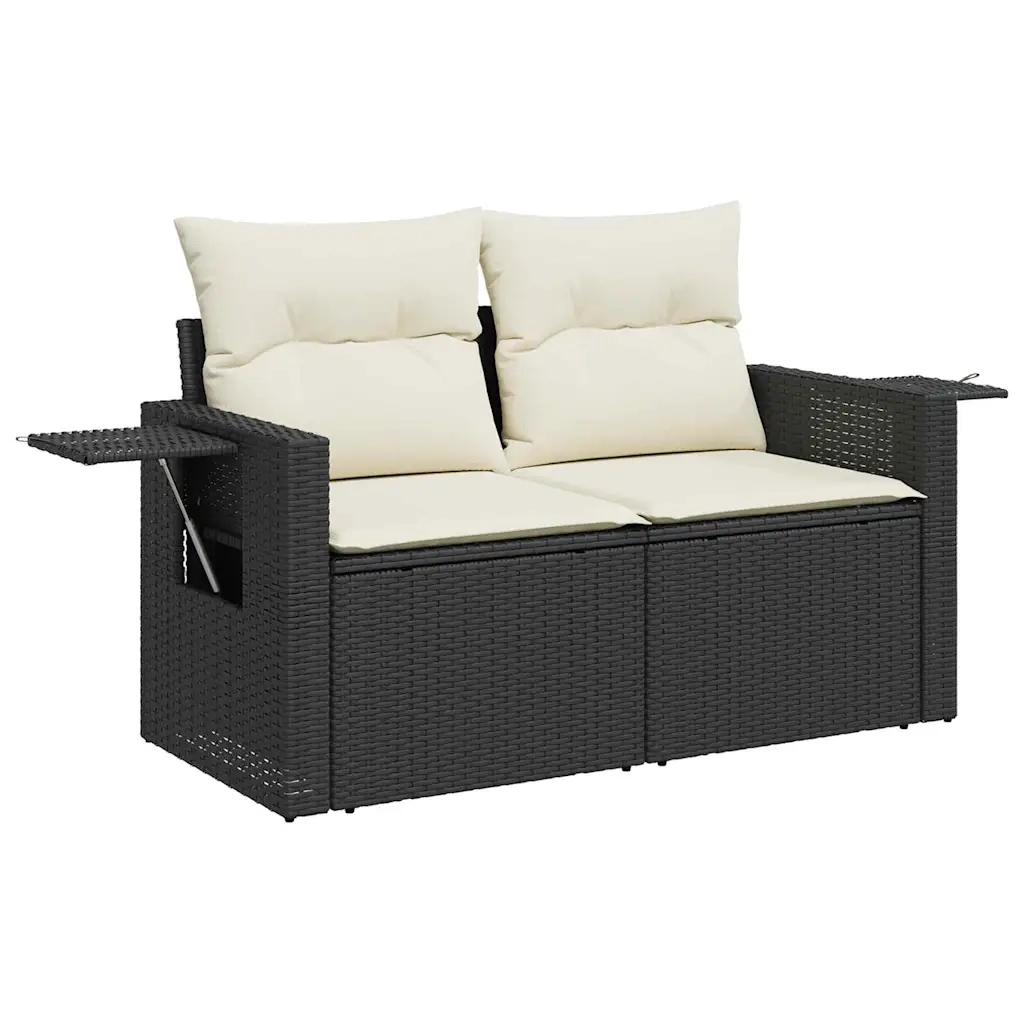 Set Divano da Giardino 9 pcs Nero polyrattan