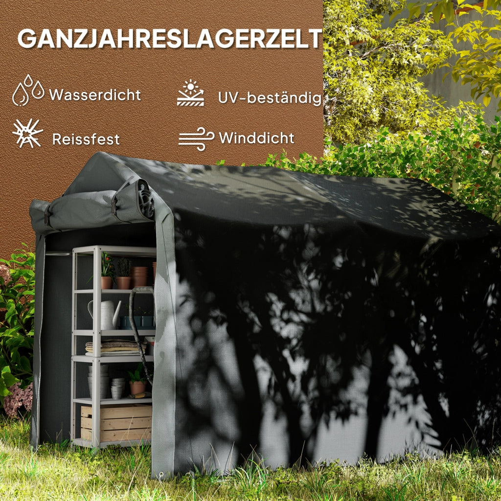 Tenda Garage Impermeabile ¨C Xylo ¨C 220x157x165 cm Nero con Porta UV-Resistente