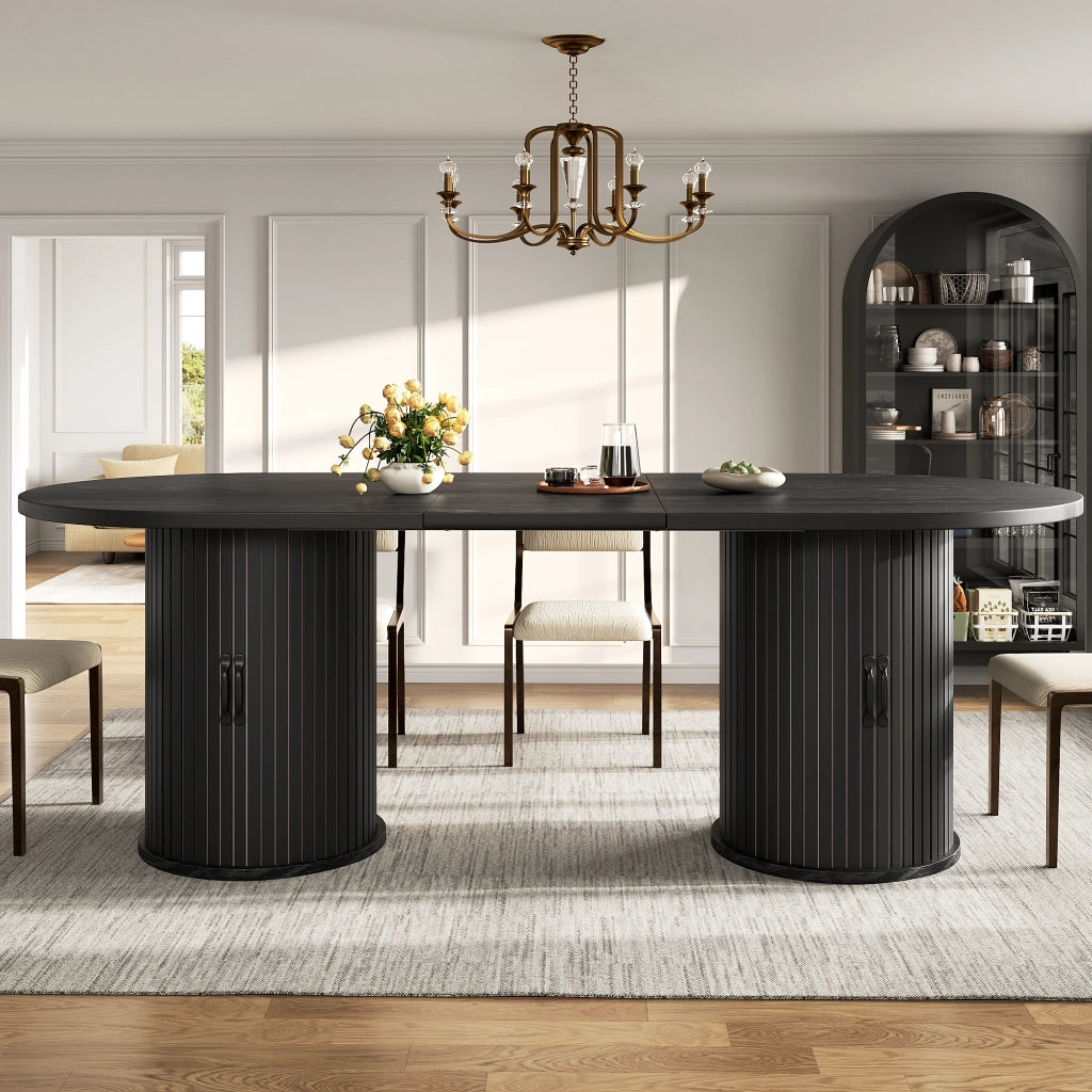Tavolo allungabile 150-190x80x75 cm telescopico con vano nascosto in MDF nero