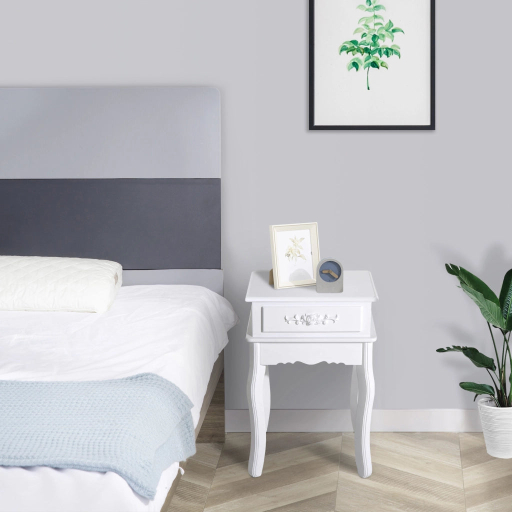 Comodino con 1 Cassetto ¨C zephmum ¨C Bianco Legno 40x35x60 cm