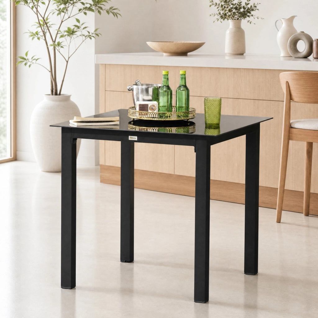 Tavolo da giardino quadrato 80x80x74 cm in alluminio nero per 4 persone