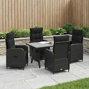 Set da pranzo per esterni 5 pz Nero polyrattan 3422257