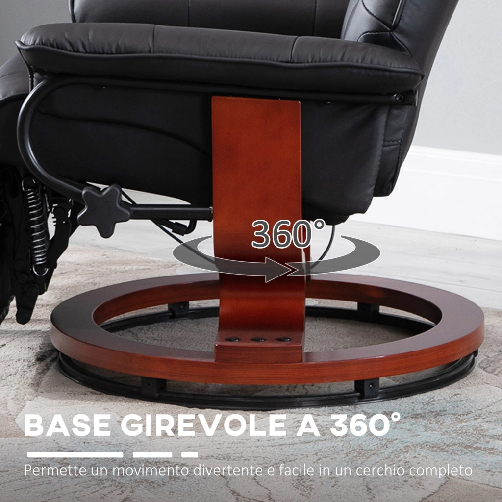 Poltrona Relax Reclinabile con Poggiapiedi ¨C Xylo ¨C Similpelle Nera 145¡ã