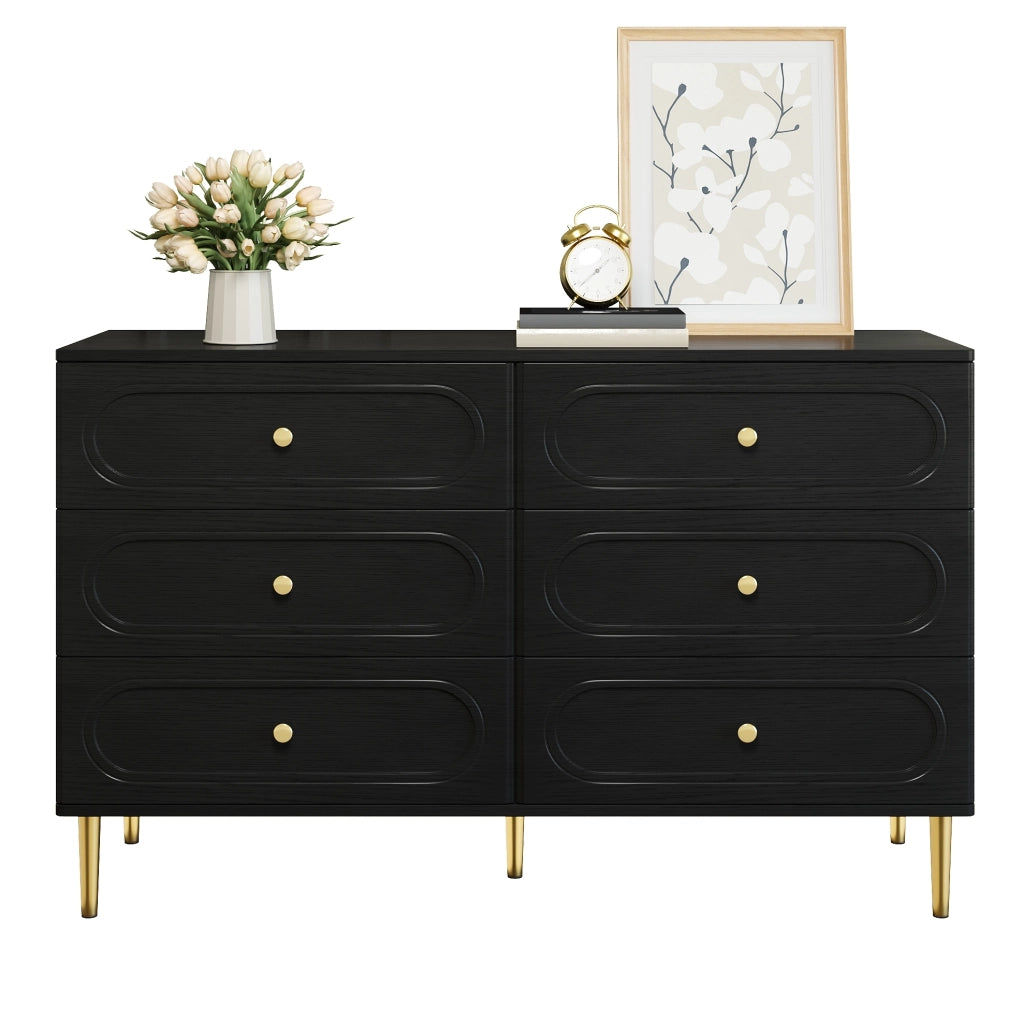 Credenza moderna con 6 cassetti e piedi in metallo