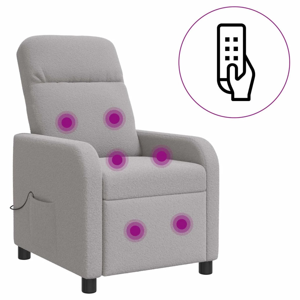 Poltrona Massaggiante Grigio Chiaro Bouclé 42034951