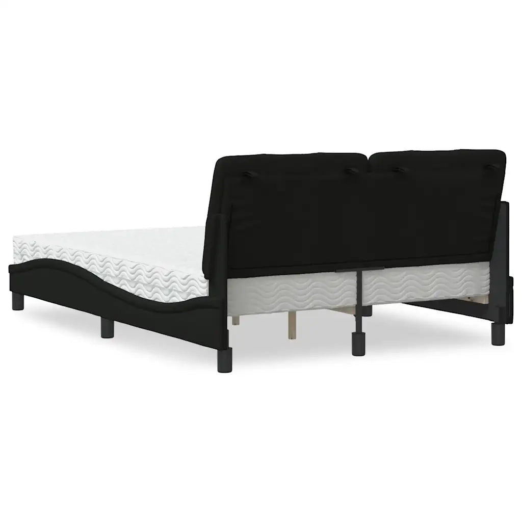 Letto con Materasso Nero 140x190 cm in Tessuto