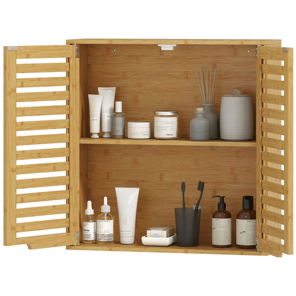 Mobile bagno da parete ¨C Xylo ¨C bamb¨´ naturale con ripiano regolabile 60x20x60 cm