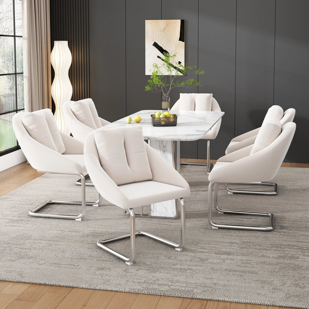 SEDIA in velluto beige Set da 6 pezzi