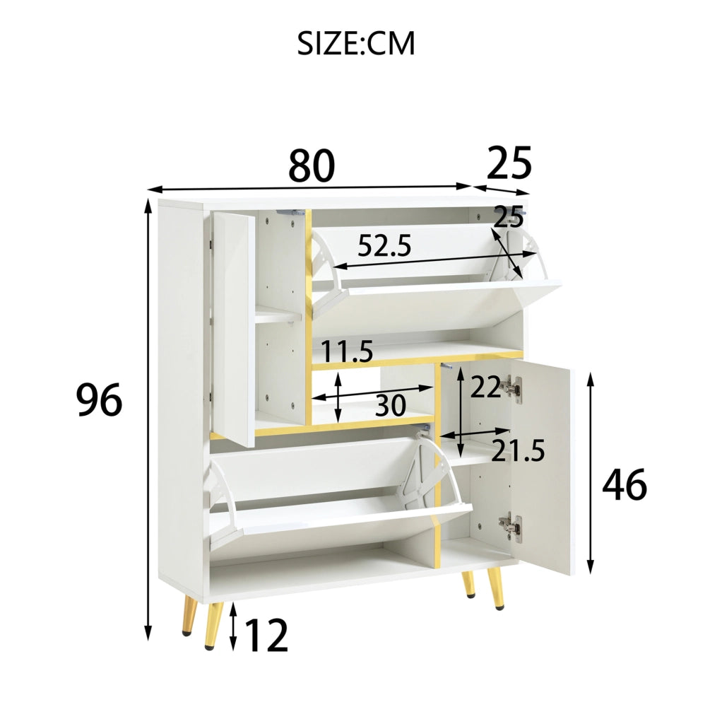 Scarpiera bianca 80x25x96 cm con LED 16 colori e app