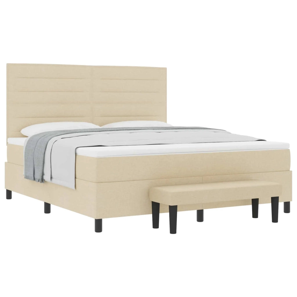 Letto a molle con materasso Crema 180 x 200 cm Tessuto