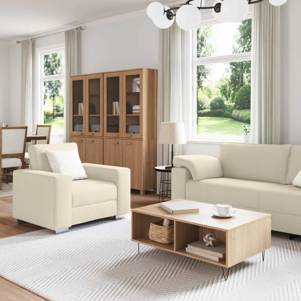 Divano 2 pcs Beige 219 x 80 x 82 cm Tessuto misto lino 3324689