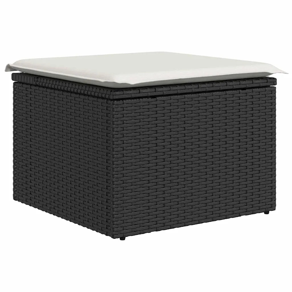 Set Divano da Giardino con archiviazione 7 pcs Nero Poly Rattan