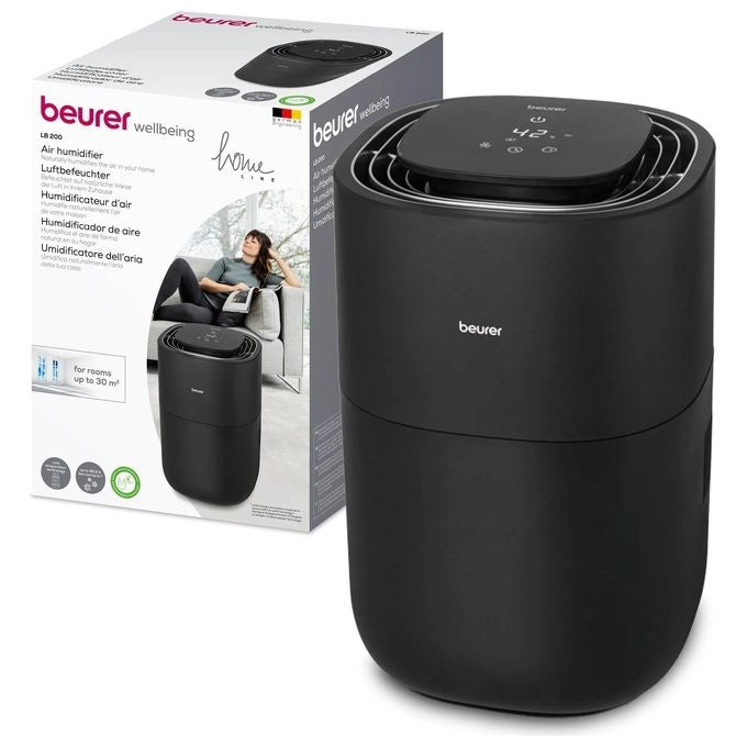 Beurer LB 200 Tecnologia di Evaporazione a Freddo in 3 Livelli ad Alta Efficienza Energetica, Umidificazione Igienica dell'Aria, Asciugatura del Filtro, per Ambienti fino a Circa 30 m²