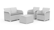 Salottino da Esterno Rosalie Lounge Set in Resina Effetto Rattan 4 Pezzi