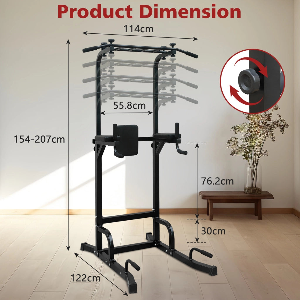 Power Tower multifunzione per esercizi con barra pull-up regolabile in altezza fino a 230 cm, struttura in metallo resistente
