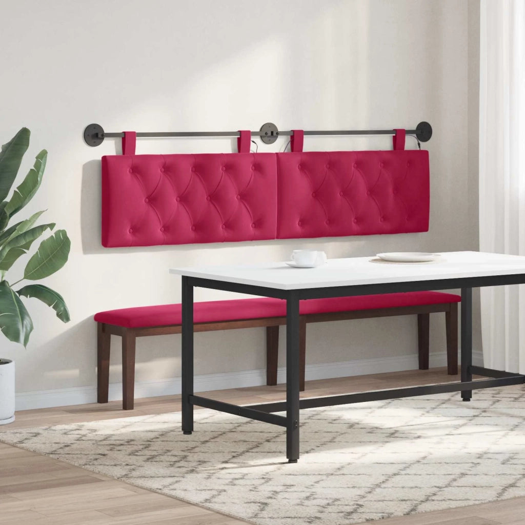 Testiera | Testata sospesa Con luce LED Rosso Vino Velluto