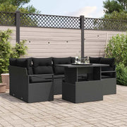 Set Divano da Giardino con archiviazione 7 pcs Nero Poly Rattan