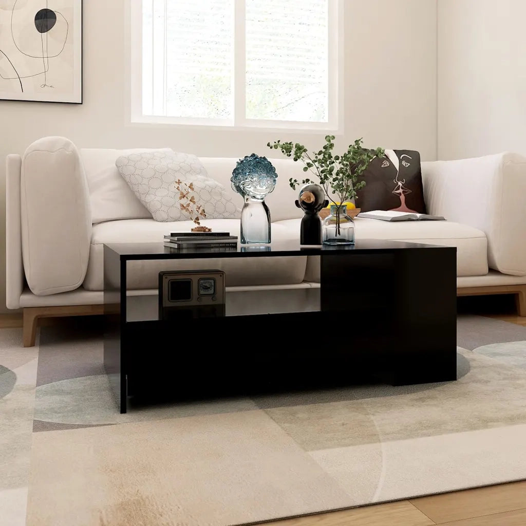 Tavolino da Salotto Nero 102x55x42 cm in Legno Compensato 810918