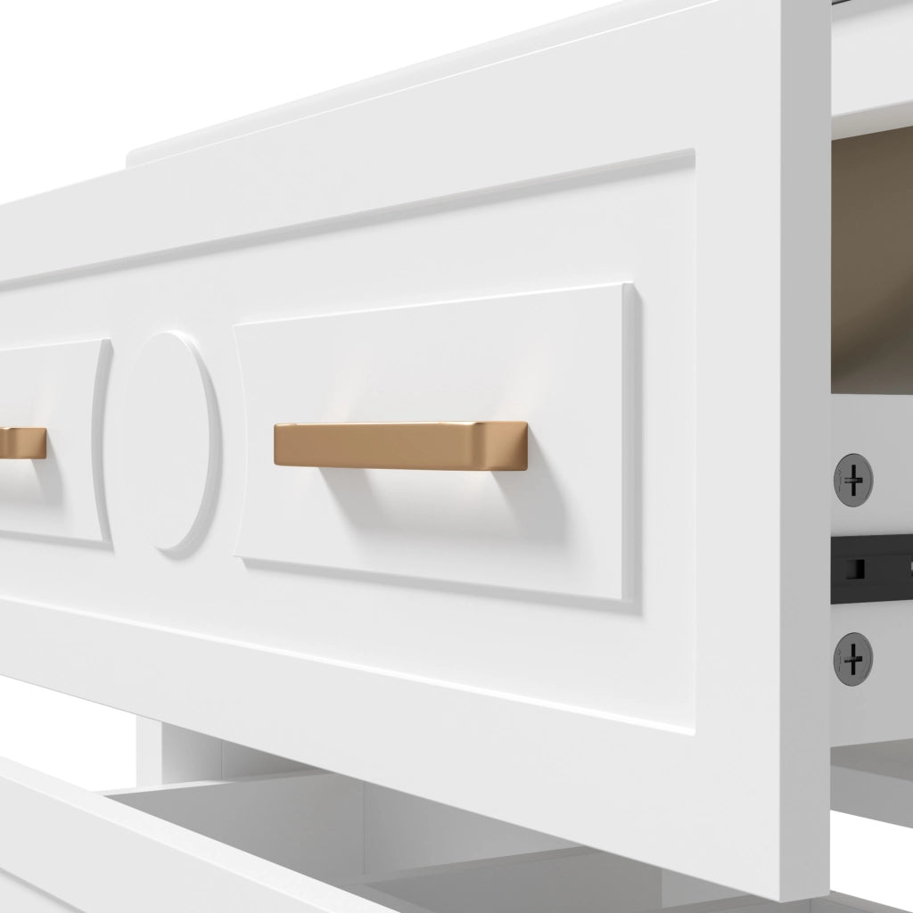 Mobiletto con lavabo in ceramica con 3 cassetti silenziosi in MDF laccato bianco 76.5 × 47 × 82 cm