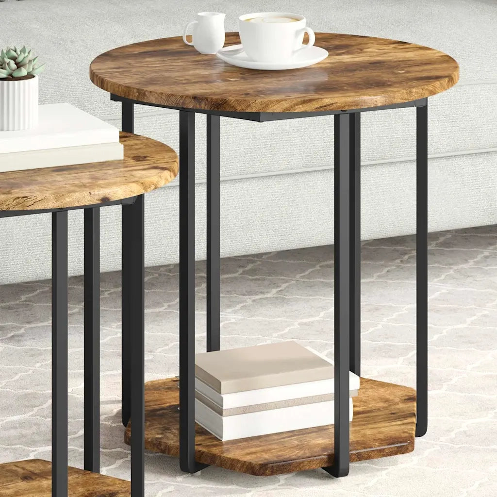 Set tavolini con lo scaffale 2 pz | Tavolo laterale Marrone