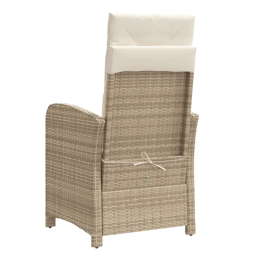 Sedia Reclinabile da Giardino con Poggiapiedi Beige Polyrattan 365236