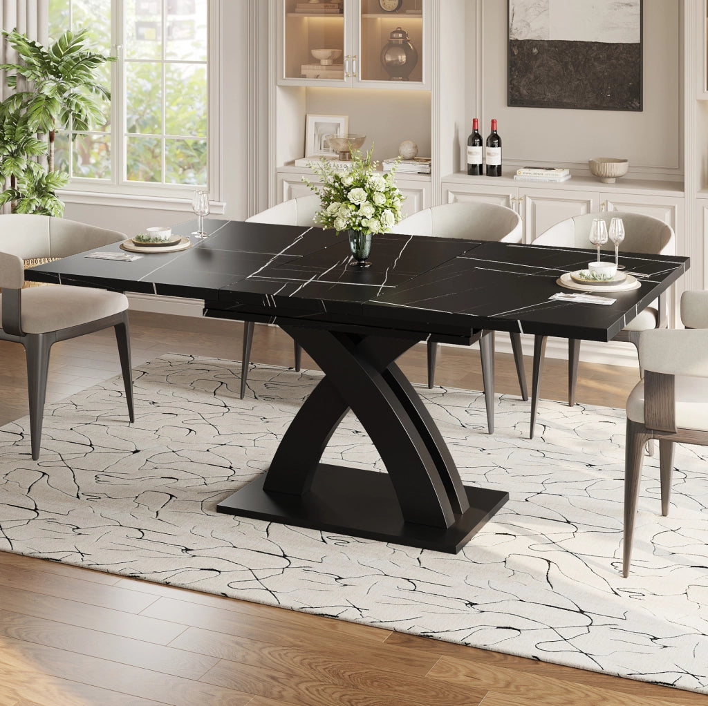 Tavolo da pranzo allungabile 120x80x76 cm in MDF nero