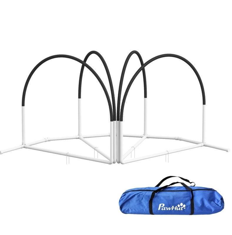 Set agility per cani 89x69x99 cm in plastica bianco e nero, 4 pezzi, stabile –
