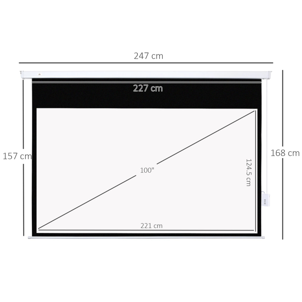 Telo Proiettore 100 Pollici con Telecomando, in PVC e Metallo, 247x7.5x168 cm, Bianco