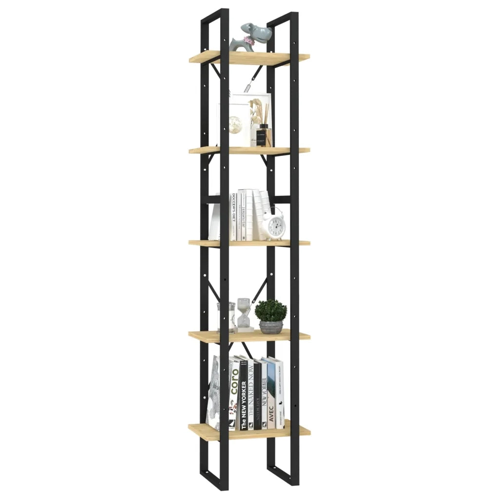 Libreria a 5 Ripiani-Scaffale per Libri-Mobile di Stoccaggio Marrone 40x30x175 cm in Legno di Pino