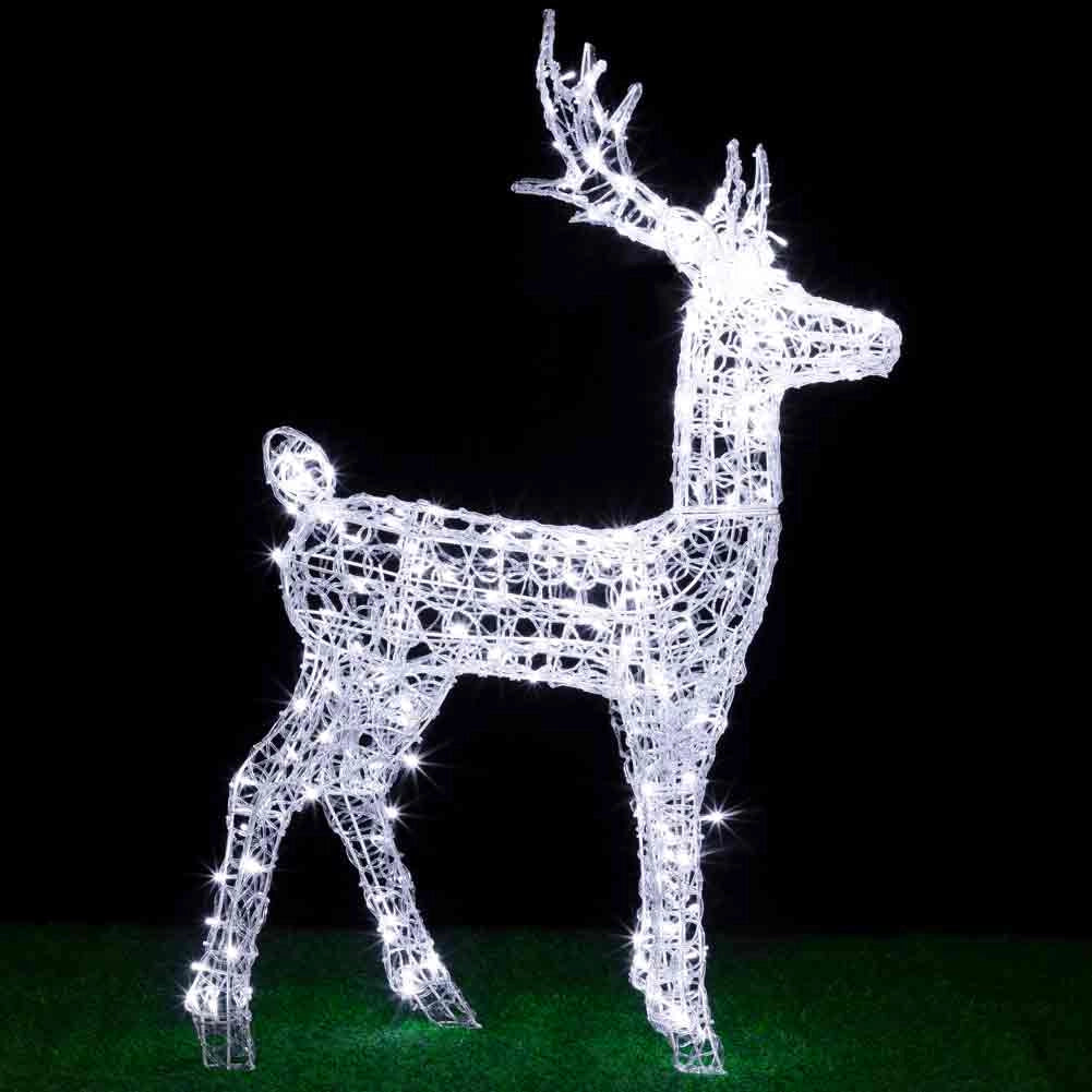 Renna Natalizia Luminosa per Esterno 240 LED Bianco ICE Cervo Grande 3D Natale